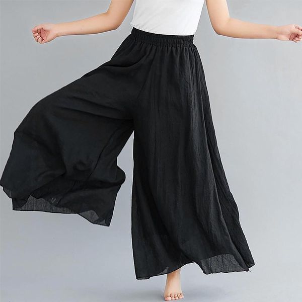 women's leggings summer legging pants fashion solid color elastic waist linen culottes plus size clothing for women roupas feminina, Black
women's leggings summer legging pants fashion solid color elastic waist linen culottes plus size clothing for women roupas feminina, Black