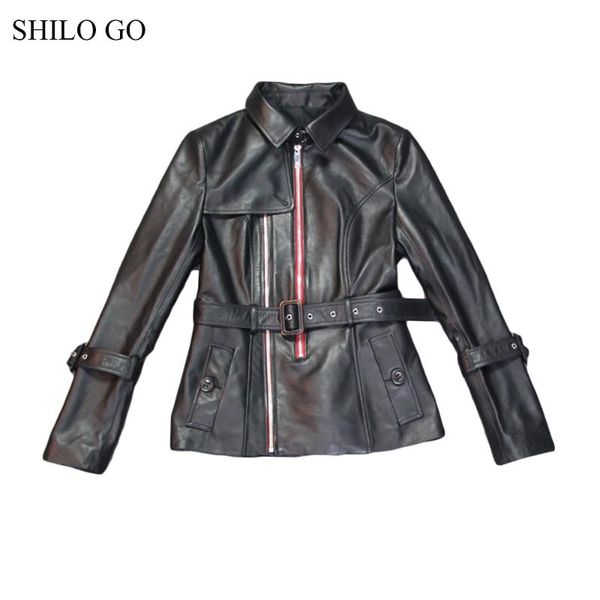 women's jackets shilo go leather jacket womens spring fashion sheepskin genuine coat lapel collar zipper rivet belt england, Black;brown
women's jackets shilo go leather jacket womens spring fashion sheepskin genuine coat lapel collar zipper rivet belt england, Black;brown