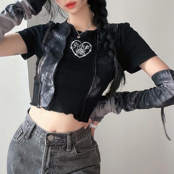 women's t-shirt ladies streetwear y2k tie dye tee goth clothes fairy grunge crop harajuku women short sleeve patchwork and gloves, White
women's t-shirt ladies streetwear y2k tie dye tee goth clothes fairy grunge crop harajuku women short sleeve patchwork and gloves, White