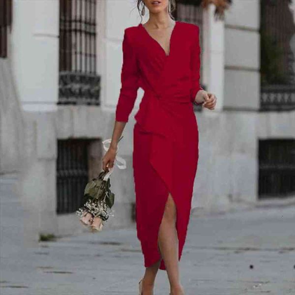spring autumn office womens dress long sleeve v neck solid party women elegant irregular high slit slim, Black;gray
spring autumn office womens dress long sleeve v neck solid party women elegant irregular high slit slim, Black;gray