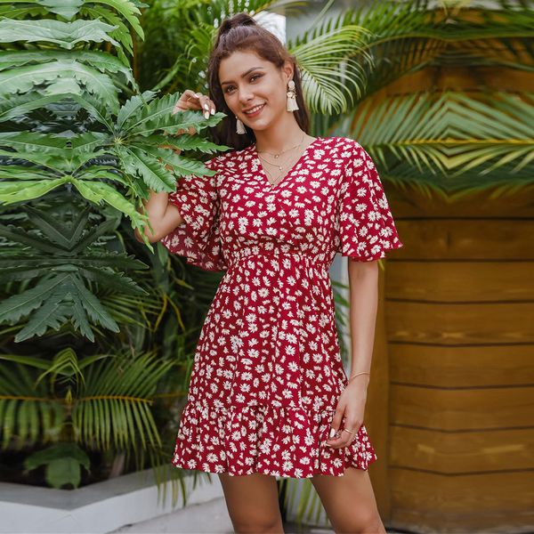 dresses spring summer short women v neck butterfly sleeve slim print knee length party es ladies ruffles hem 2c9j, Black;gray
dresses spring summer short women v neck butterfly sleeve slim print knee length party es ladies ruffles hem 2c9j, Black;gray