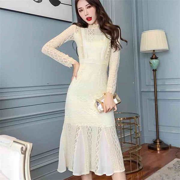spring women long sleeve mermaid dress mid-calf elegant vintage party lace dresses robe femme vestidos 210514, Black;gray
spring women long sleeve mermaid dress mid-calf elegant vintage party lace dresses robe femme vestidos 210514, Black;gray