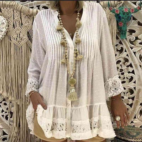 women's lace chiffon v-neck tunic shirt long sleeve solid loose womens and clothes spring summer shirts plus size 210524, White
women's lace chiffon v-neck tunic shirt long sleeve solid loose womens and clothes spring summer shirts plus size 210524, White