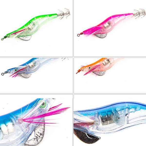 flashing led fishing lure flash light minnow luminous squid jig shrimp bait night random hooks 
flashing led fishing lure flash light minnow luminous squid jig shrimp bait night random hooks