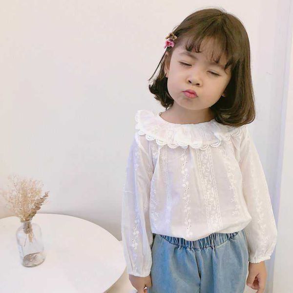 white baby girl shirt style falbala long sleeve sweet blouse clothes e5870 210610, White;black
white baby girl shirt style falbala long sleeve sweet blouse clothes e5870 210610, White;black
