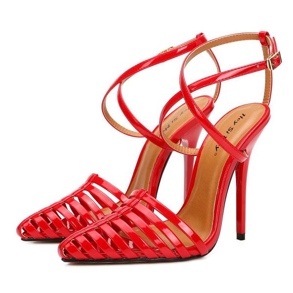 dress shoes mature patent leather solid women sandals buckle strap 12-14cm thin high heels pointed toe fashion party woman, Black
dress shoes mature patent leather solid women sandals buckle strap 12-14cm thin high heels pointed toe fashion party woman, Black