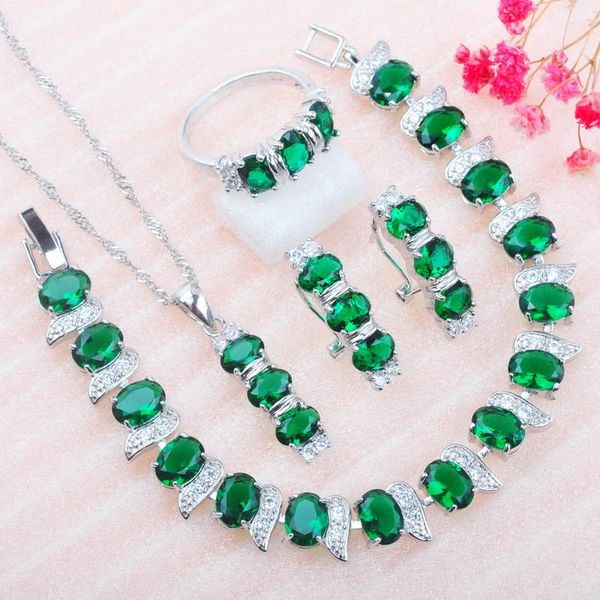 earrings & necklace russian style fashion wedding jewelry set green zircon ring bracelet and for women party gift mn0156, Silver
earrings & necklace russian style fashion wedding jewelry set green zircon ring bracelet and for women party gift mn0156, Silver