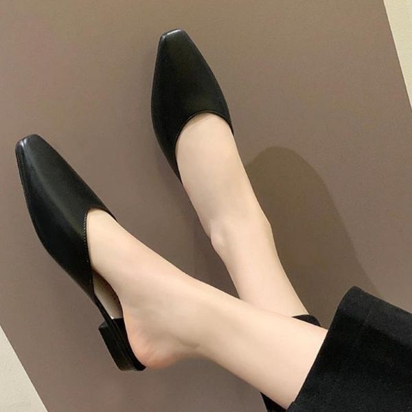 slippers korean style sandals and summer fashion low-heeled square toe half lazy shoes women's, Black
slippers korean style sandals and summer fashion low-heeled square toe half lazy shoes women's, Black