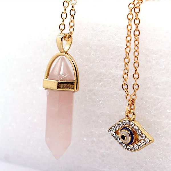 pendant necklaces natural hexagonal pillar resin demon eye women's necklace double layered chains neck jewelry for girl party gift idea, Silver
pendant necklaces natural hexagonal pillar resin demon eye women's necklace double layered chains neck jewelry for girl party gift idea, Silver