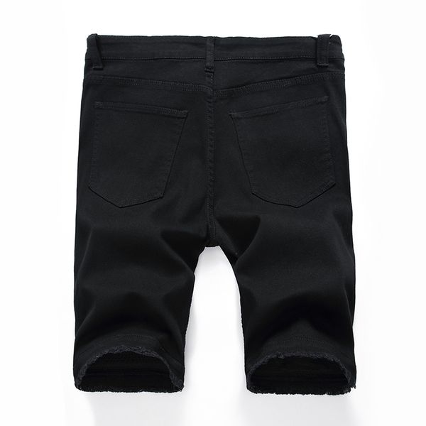 men's jeans gersri summer denim shorts hole streetwear male mid slim solid color destroyed cxk7, Blue 
men's jeans gersri summer denim shorts hole streetwear male mid slim solid color destroyed cxk7, Blue