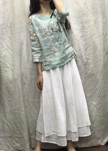 women loose printed linen retro shirt ladies print floral vintage flax blouse female 2021 summershirts women's blouses & shirts, White
women loose printed linen retro shirt ladies print floral vintage flax blouse female 2021 summershirts women's blouses & shirts, White