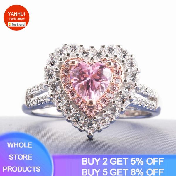 cluster rings yanhui silver 925 for women princess propose marriage pink heart cubic zirconia ring romantic bridal wedding bijoux r283, Golden;silver
cluster rings yanhui silver 925 for women princess propose marriage pink heart cubic zirconia ring romantic bridal wedding bijoux r283, Golden;silver