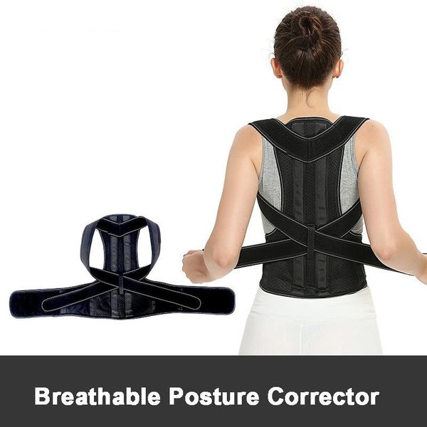 adjustable corset back posture corrector therapy shoulder lumbar brace spine support belt correction for men women, Black;blue
adjustable corset back posture corrector therapy shoulder lumbar brace spine support belt correction for men women, Black;blue