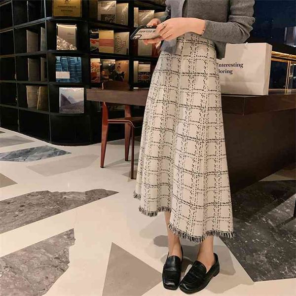 autumn & winter retro plaid fringed high waist slimming casual all-match ladies a-line knitted long skirt 210527, Black
autumn & winter retro plaid fringed high waist slimming casual all-match ladies a-line knitted long skirt 210527, Black