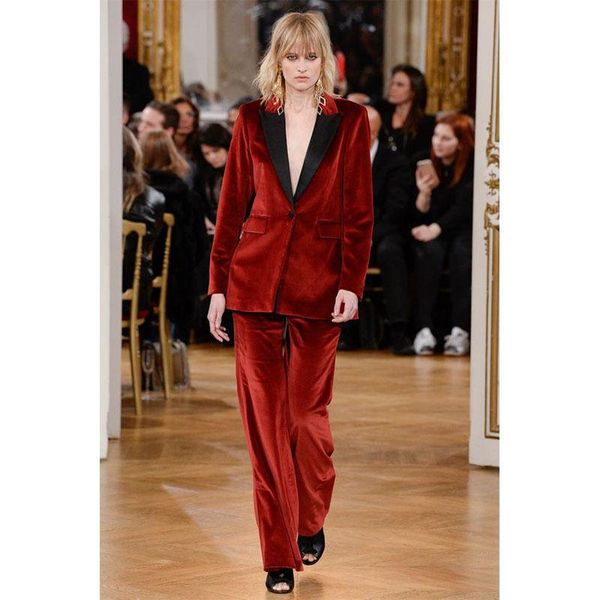burgundy women business suits formal office work female trouser suit show costume b209 women's two piece pants, White
burgundy women business suits formal office work female trouser suit show costume b209 women's two piece pants, White