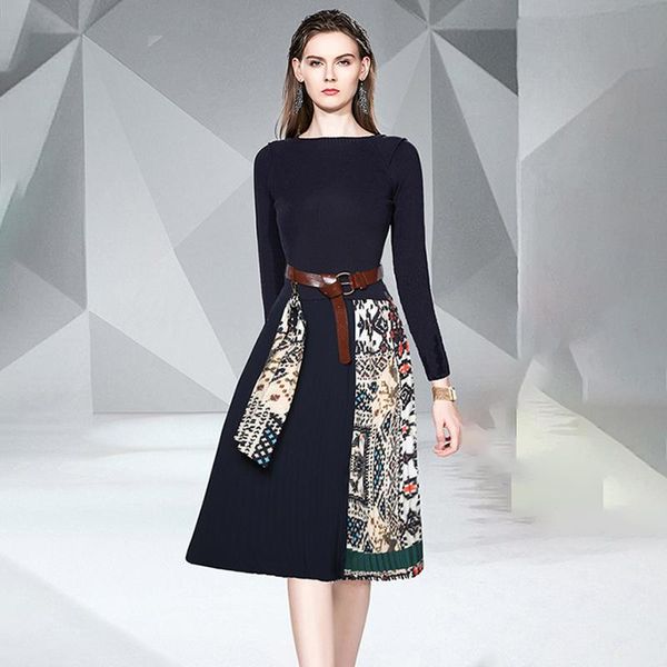 casual dresses vintage print sweater pleated dress women patchwork autumn winter party runway knitted sashes office long midi a070, Black;gray
casual dresses vintage print sweater pleated dress women patchwork autumn winter party runway knitted sashes office long midi a070, Black;gray