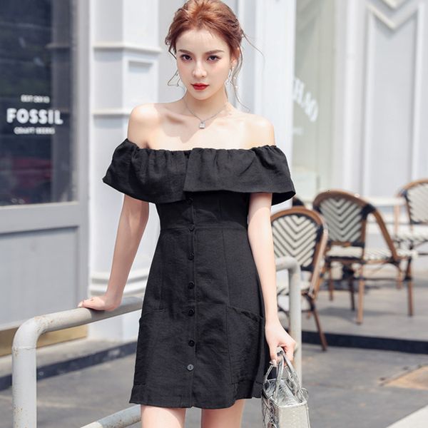 arrival fashion style elegant female dress summer off plied black temperament to, Black;gray
arrival fashion style elegant female dress summer off plied black temperament to, Black;gray