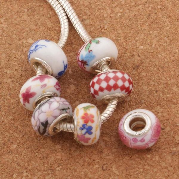 925 silver handmade porcelain ceramic big hole beads 60pcs/lot mix 14x9mm fit european charms bracelets jewelry diy, Black
925 silver handmade porcelain ceramic big hole beads 60pcs/lot mix 14x9mm fit european charms bracelets jewelry diy, Black