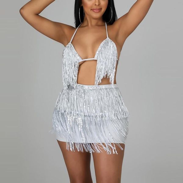 work dresses skirts sets with women sequined tassel crop & mini skirt elegant evening night party club outfits matching, White;black
work dresses skirts sets with women sequined tassel crop & mini skirt elegant evening night party club outfits matching, White;black