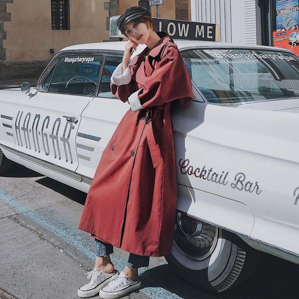 women autumn long flimsy overcoat trench female vintage office ladies england style cloak sashes oat for women's coats, Tan;black
women autumn long flimsy overcoat trench female vintage office ladies england style cloak sashes oat for women's coats, Tan;black