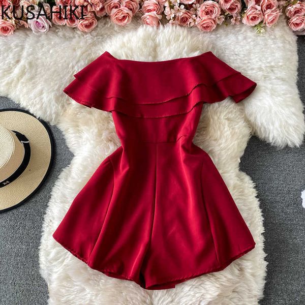 ruffle off shoulder women rompers korean slim waist elegant bodysuits summer wide leg shorts playsuits 6f227 210603, Black;white
ruffle off shoulder women rompers korean slim waist elegant bodysuits summer wide leg shorts playsuits 6f227 210603, Black;white