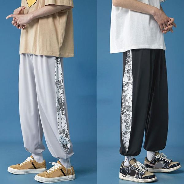 men's pants thin summer autumn bandana patchwork ice silk loose pant tracksuit trousers joggers sportswear streetwear clothing 2021, Black
men's pants thin summer autumn bandana patchwork ice silk loose pant tracksuit trousers joggers sportswear streetwear clothing 2021, Black