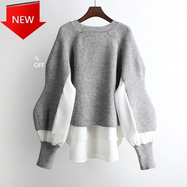 of the loose pullover sweater women jacket fake two-piece mid-length 2021 autumn and winter sweate korean version women's sweaters, White;black
of the loose pullover sweater women jacket fake two-piece mid-length 2021 autumn and winter sweate korean version women's sweaters, White;black
