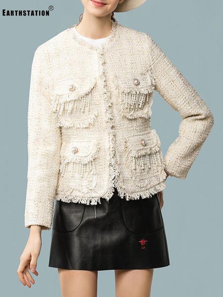 heavy crafts beaded tassels woven tweed short coat ladies autumn fashion personality all-match frayed women's jackets, Black;brown
heavy crafts beaded tassels woven tweed short coat ladies autumn fashion personality all-match frayed women's jackets, Black;brown