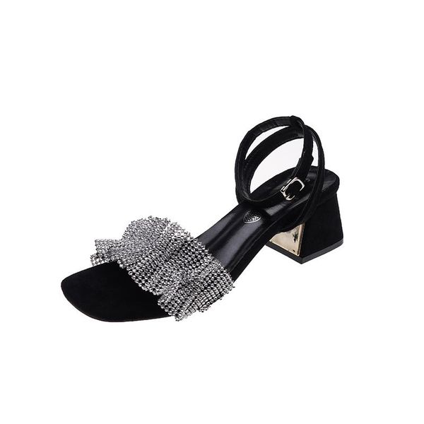 sandals summer women's fashion open toe elegant all-match rhinestone decoration sweet with heel 2021, Black
sandals summer women's fashion open toe elegant all-match rhinestone decoration sweet with heel 2021, Black