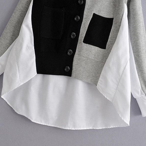 women's knits & tees vintage sweater chic design stitching v-neck long-sleeved cardigan thin jacket 2021 female, White
women's knits & tees vintage sweater chic design stitching v-neck long-sleeved cardigan thin jacket 2021 female, White