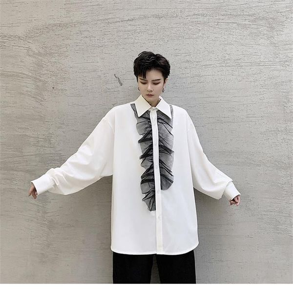 men's casual shirts long sleeve shirt retro fashion loose dress street style flounces bow mesh, White;black
men's casual shirts long sleeve shirt retro fashion loose dress street style flounces bow mesh, White;black