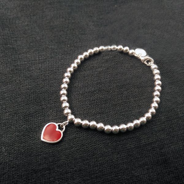 2022 brand original jewelry cuff designer red heart pendant women's fashion simple high-end 4mm round bead bracelet, White
2022 brand original jewelry cuff designer red heart pendant women's fashion simple high-end 4mm round bead bracelet, White