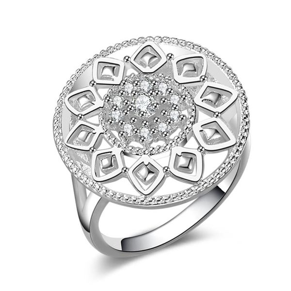 wedding rings silver ring classic temperament female models simple fashion love zircon hand jewelry to give gifts, Slivery;golden