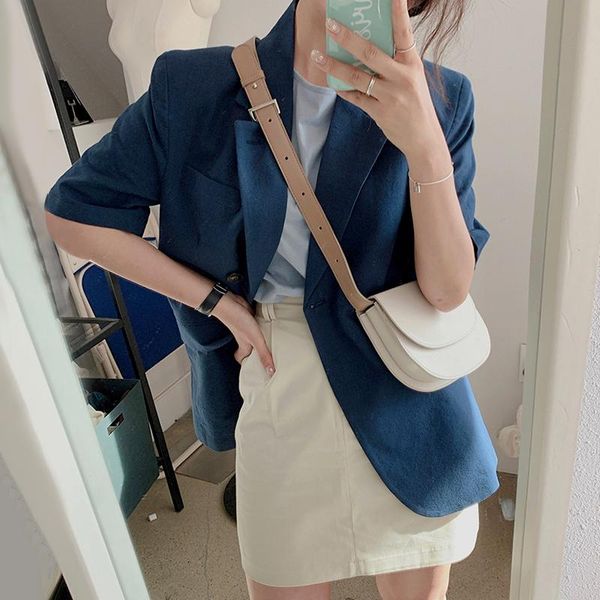 women's suits & blazers korean chic summer temperament one button short-sleeved women simple office ladies coat blazer all match blue, White;black
women's suits & blazers korean chic summer temperament one button short-sleeved women simple office ladies coat blazer all match blue, White;black