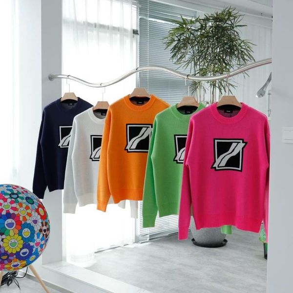 men's sweaters men women we11done knitted sweater oversize vintage round neck jacquard logo welldone fashion pullover, White;black 
men's sweaters men women we11done knitted sweater oversize vintage round neck jacquard logo welldone fashion pullover, White;black