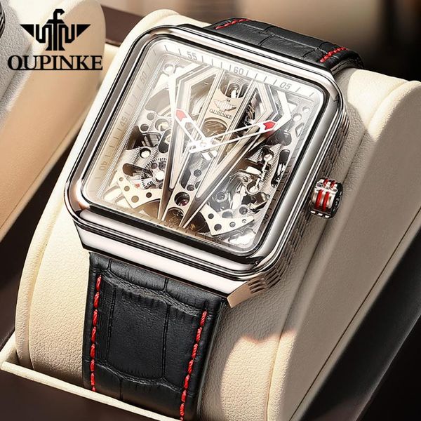 wristwatches oupinke steampunk watch men automatic skeleton mechanical sapphire glass square leather transparent sports wristwatch, Slivery;brown
wristwatches oupinke steampunk watch men automatic skeleton mechanical sapphire glass square leather transparent sports wristwatch, Slivery;brown