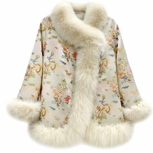 women's fur & faux 2021 chinese style lady elegant imitation overcoat cloak shawl coat women thicken warm winter jacket g053, Black
women's fur & faux 2021 chinese style lady elegant imitation overcoat cloak shawl coat women thicken warm winter jacket g053, Black