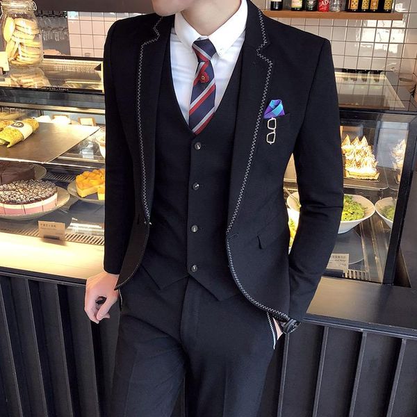 business office work black men suit 3 piece flat collar one button blazer pants vest party event activity marriage tuxedo male men's su, White;black
business office work black men suit 3 piece flat collar one button blazer pants vest party event activity marriage tuxedo male men's su, White;black