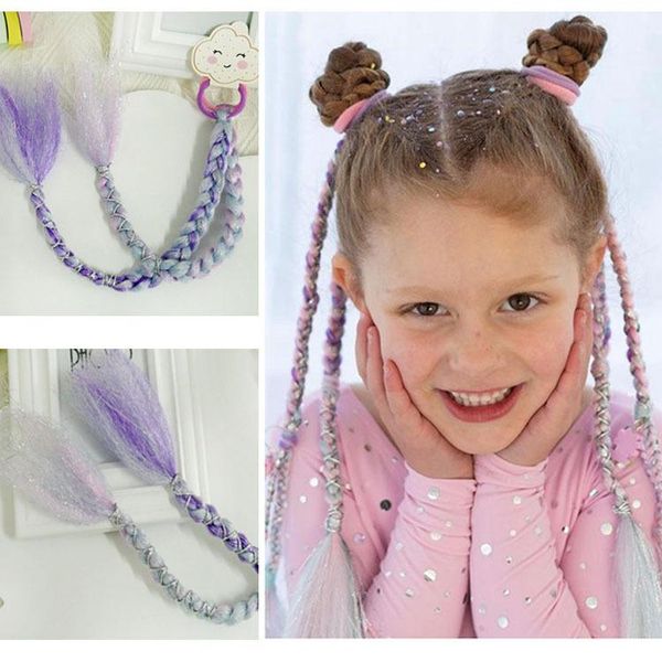 hair accessories the accessory two-color ring cute cartoon girl color clip wig braids, Slivery;white 
hair accessories the accessory two-color ring cute cartoon girl color clip wig braids, Slivery;white