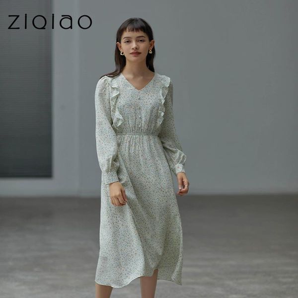 casual dresses ziqiao woman dress floral v-neck early autumn sweet gentle high waist long skirt simple lantern sleeve chiffon, Black;gray
casual dresses ziqiao woman dress floral v-neck early autumn sweet gentle high waist long skirt simple lantern sleeve chiffon, Black;gray