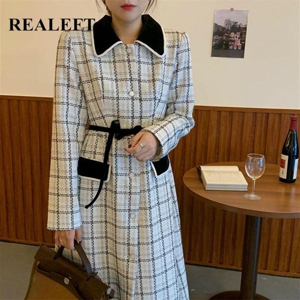 women's wool & blends realeft 2021 vintage plaid coat elegant long sleeve with velvet collar single breasted ladies woolen belt, Black
women's wool & blends realeft 2021 vintage plaid coat elegant long sleeve with velvet collar single breasted ladies woolen belt, Black