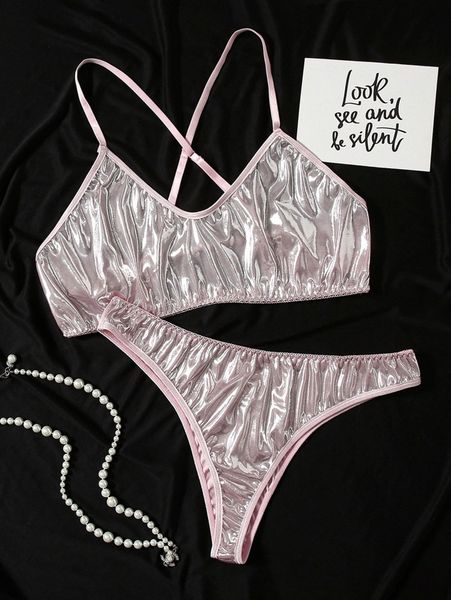 plus metal fabric cross lingerie set l7hv#, Black;white
plus metal fabric cross lingerie set l7hv#, Black;white