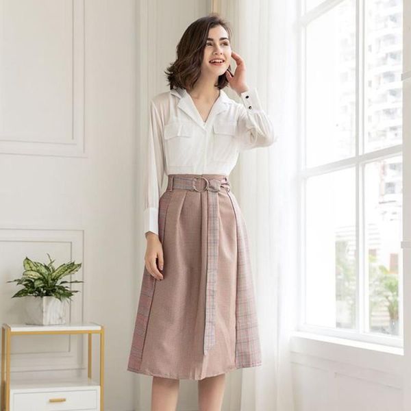 women's tracksuits women set spring autumn chiffon blouse and vintage plaid midi skirt 2 two piece suit office lady work wear elegant c, Gray
women's tracksuits women set spring autumn chiffon blouse and vintage plaid midi skirt 2 two piece suit office lady work wear elegant c, Gray