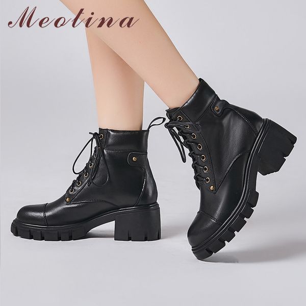 winter ankle boots women natural genuine leather thick high heels short lace up round toe shoes lady fall size 39 210517, Black
winter ankle boots women natural genuine leather thick high heels short lace up round toe shoes lady fall size 39 210517, Black
