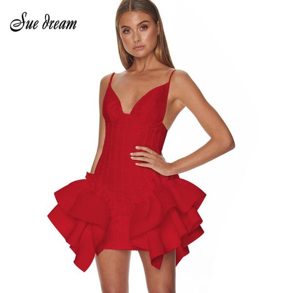 casual dresses 2021 est bandage dress women spaghetti strap v-neck ruffles night club celebrity party bodycon mini vestidos, Black;gray