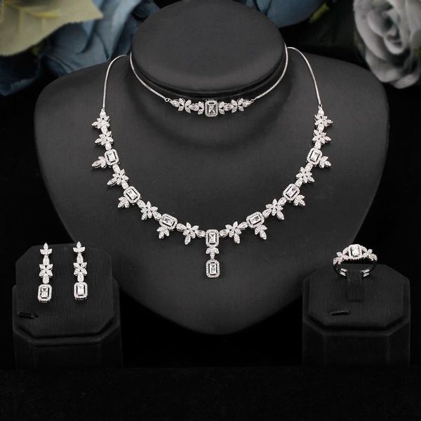 earrings & necklace ly design 4pcs cz jewelry set exquisite cubic zircon bracelet ring for women wedding party accessories gift, Silver
earrings & necklace ly design 4pcs cz jewelry set exquisite cubic zircon bracelet ring for women wedding party accessories gift, Silver
