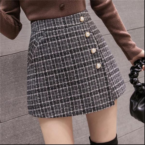 womens short fashion tweed plaid shorts skirts autumn winter single breasted high waist woolen woman casual culottes, White;black
womens short fashion tweed plaid shorts skirts autumn winter single breasted high waist woolen woman casual culottes, White;black