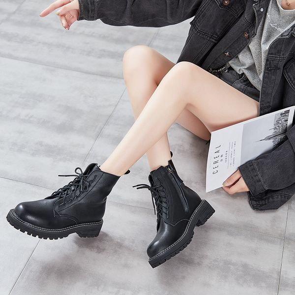 leather martin boots womens ankle autumn winter classic new milan street style cowhide side zipper mid-tube single boots, Black
leather martin boots womens ankle autumn winter classic new milan street style cowhide side zipper mid-tube single boots, Black