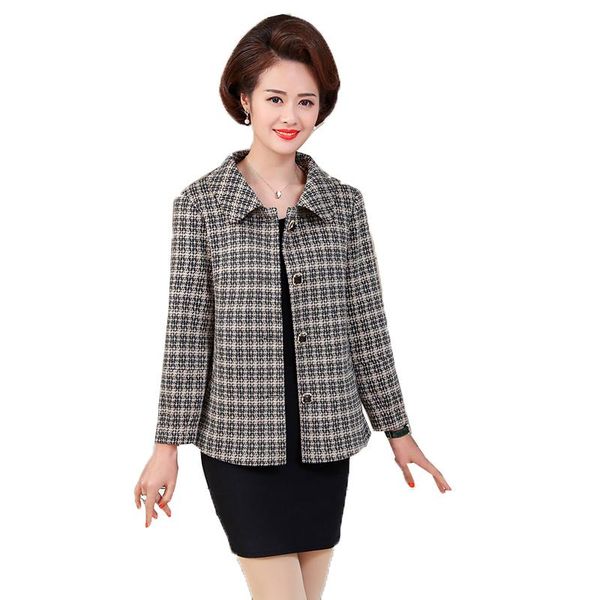 women's wool & blends 2021 spring autumn coat blended woolen women lattice jacket single-breasted check jackets outerwear mother dress, Black
women's wool & blends 2021 spring autumn coat blended woolen women lattice jacket single-breasted check jackets outerwear mother dress, Black