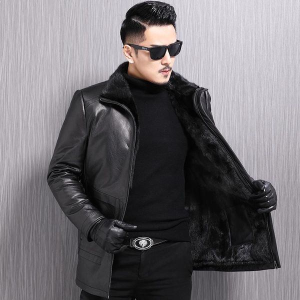 men's leather & faux winter mink coat the sable male hooded goat minks in bladder long fur, Black
men's leather & faux winter mink coat the sable male hooded goat minks in bladder long fur, Black